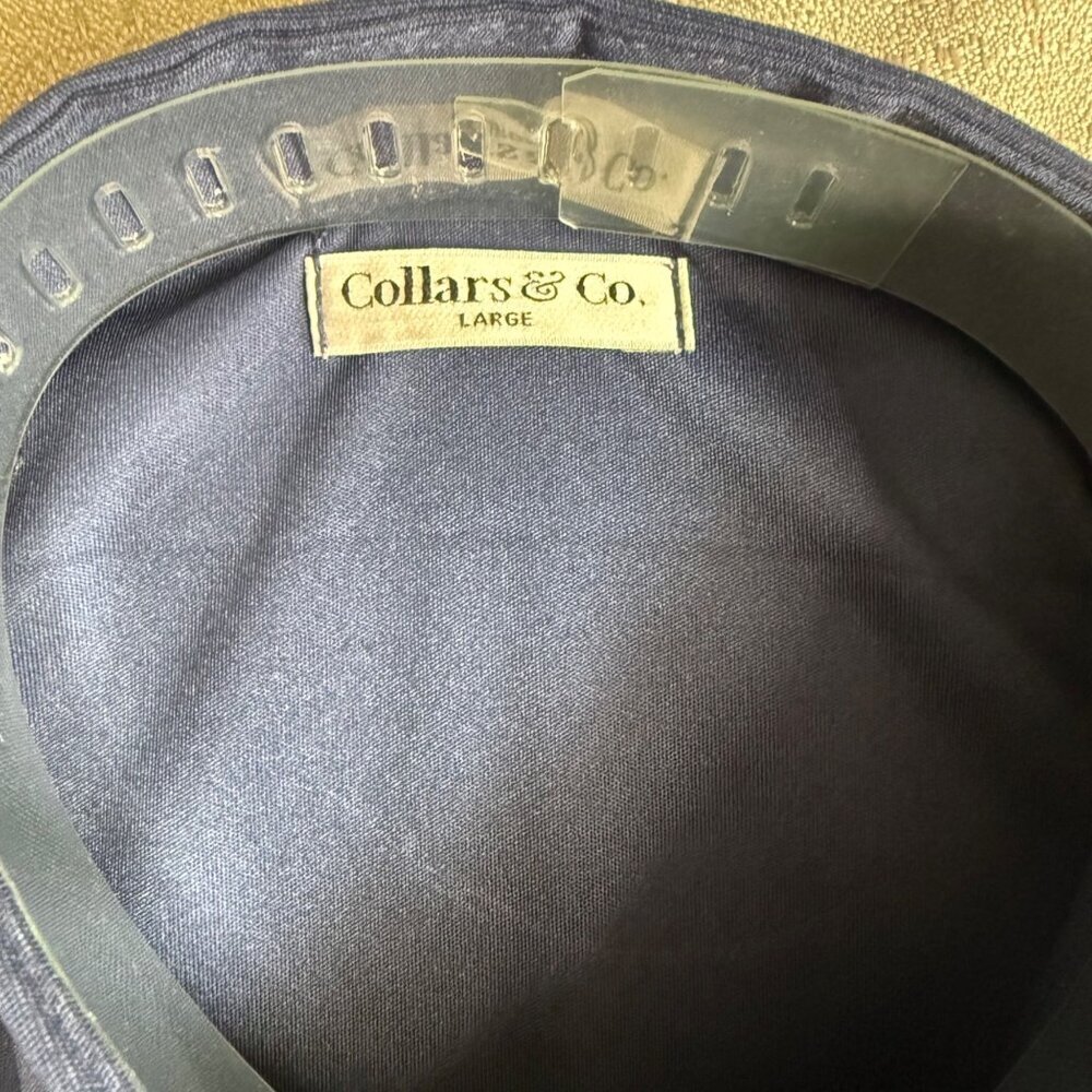 Collars & Co Semi Spread Polo Built In Collar Navy Large Formal Preppy Neutral - Picture 5 of 9